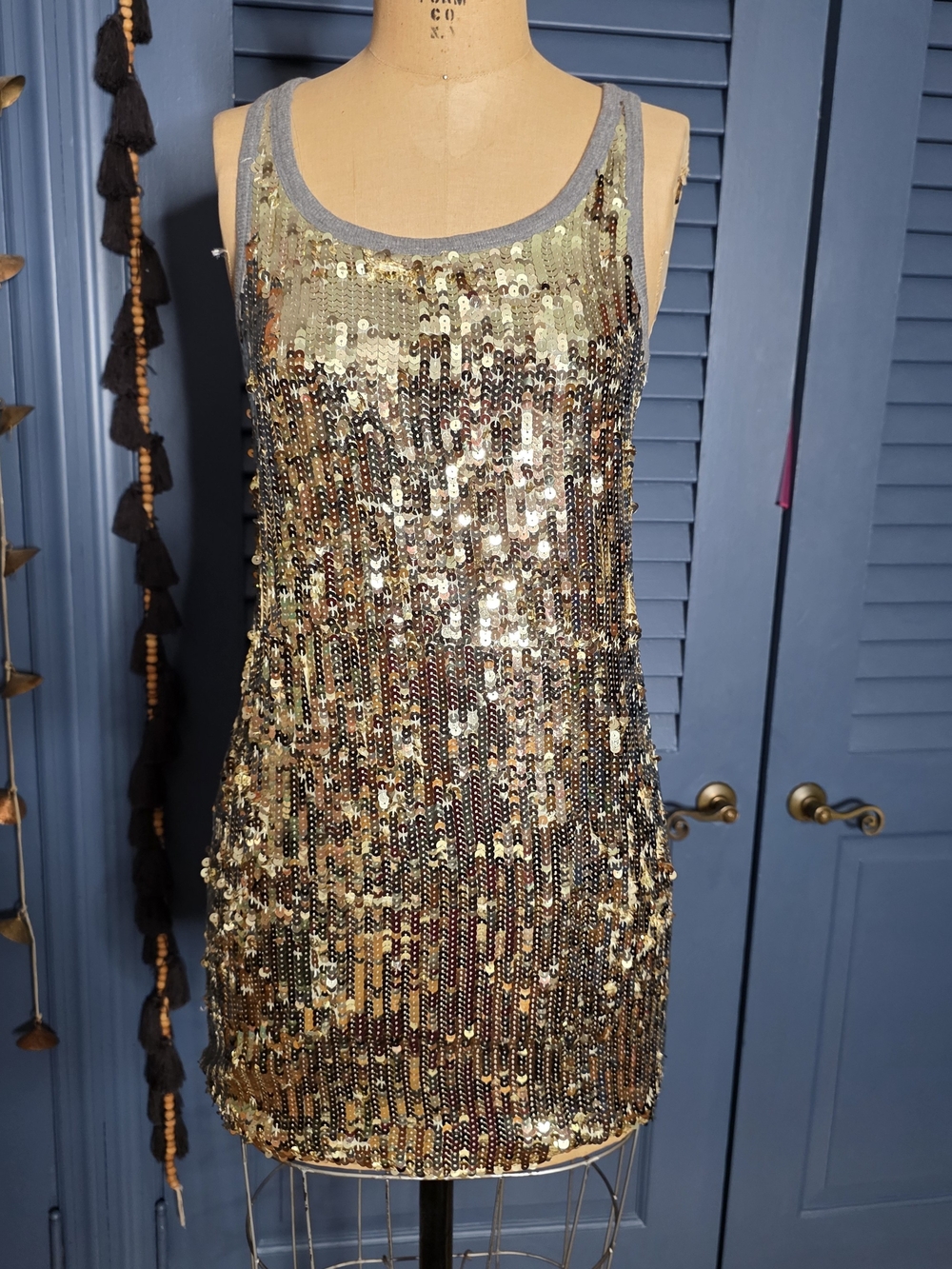 Dolce & Gabbana Gold Sequin Tank Mini Dress
